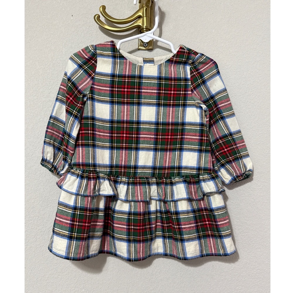 Baby Gap Plaid Dress Baby 12-18 Months Red White Green Tartan Ruffle Holiday